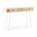 Ethnic Design Console in Mdf and Steel with Decorated Drawers - Paprika