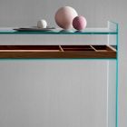 Design console in extra-clear glass with tray Made in Italy - Imperative Viadurini