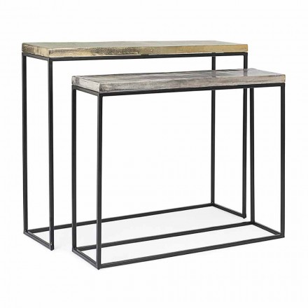 Modern Minimal Design Console in Steel 2 Pieces Homemotion - Rambutan Viadurini