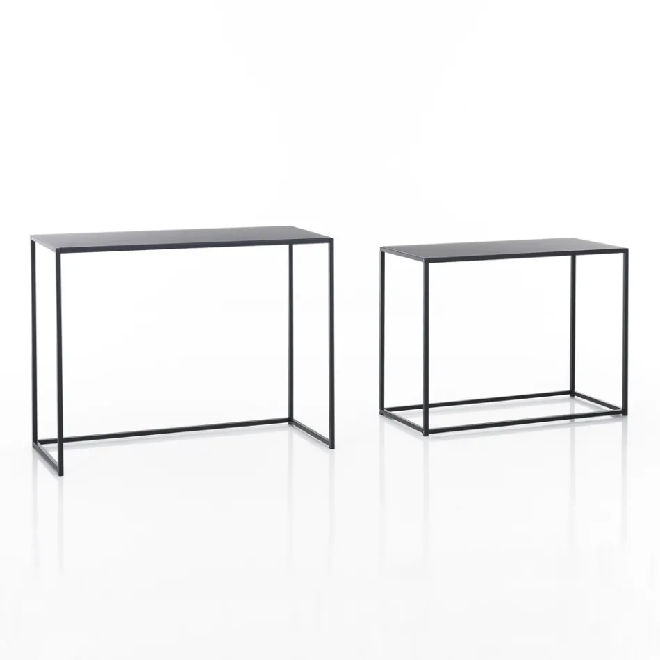 Double Console Made of Anthracite Steel - Osmium Viadurini