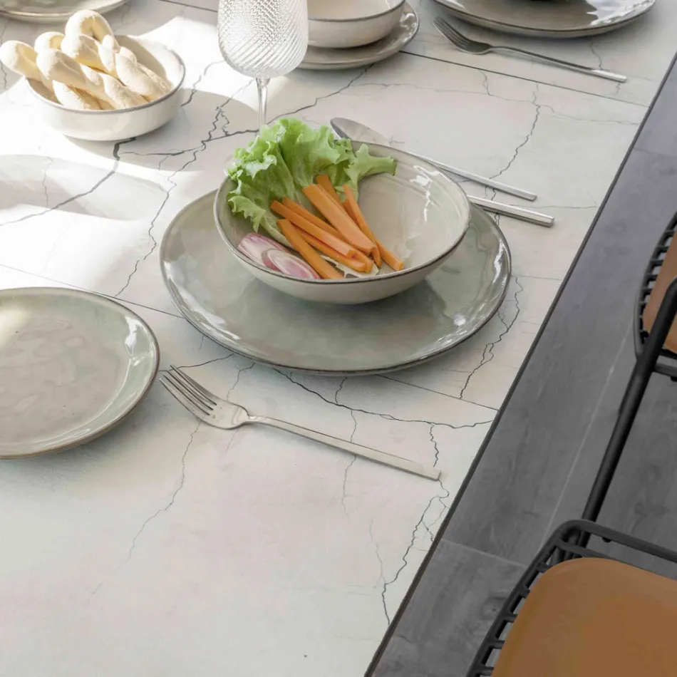 Extendable Outdoor Console with Metal Base and Hpl Top - Aghetto Viadurini