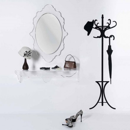 Fixed wall-mounted white plexiglass wall-mounted white console, made in Italy Viadurini