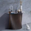 Modern fixed console with convex shape and stoneware top, Apice