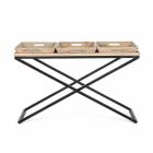Console in Steel and Mango Wood with Trays of Industrial Design - Lattice Viadurini