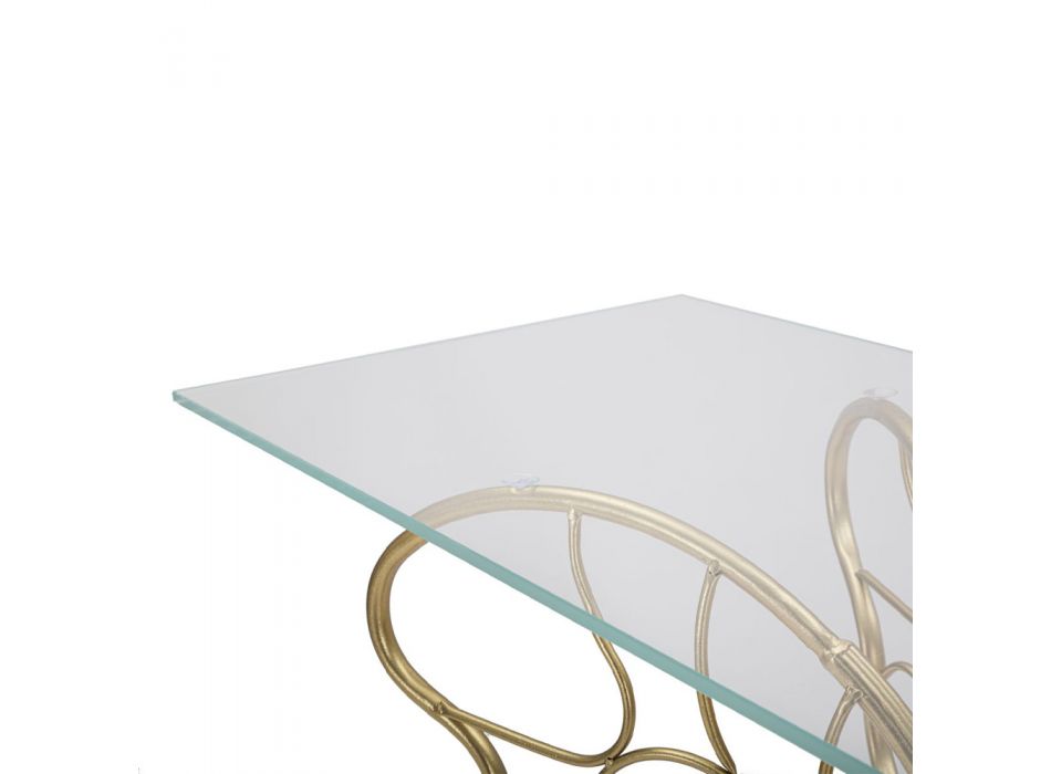 Gold Finish Iron Console with Transparent Glass Top - Farella Viadurini