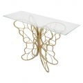 Gold Iron Entrance Console with Transparent Glass Top - Farella