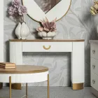 Wooden Console with Top and Inserts with a Rounded Design and Drawer - Rachel Viadurini