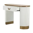 Wooden Console with Top and Inserts with a Rounded Design and Drawer - Rachel Viadurini