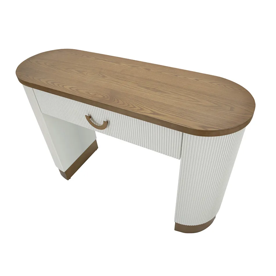 Wooden Console with Top and Inserts with a Rounded Design and Drawer - Rachel Viadurini