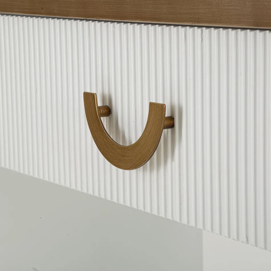 Wooden Console with Top and Inserts with a Rounded Design and Drawer - Rachel Viadurini