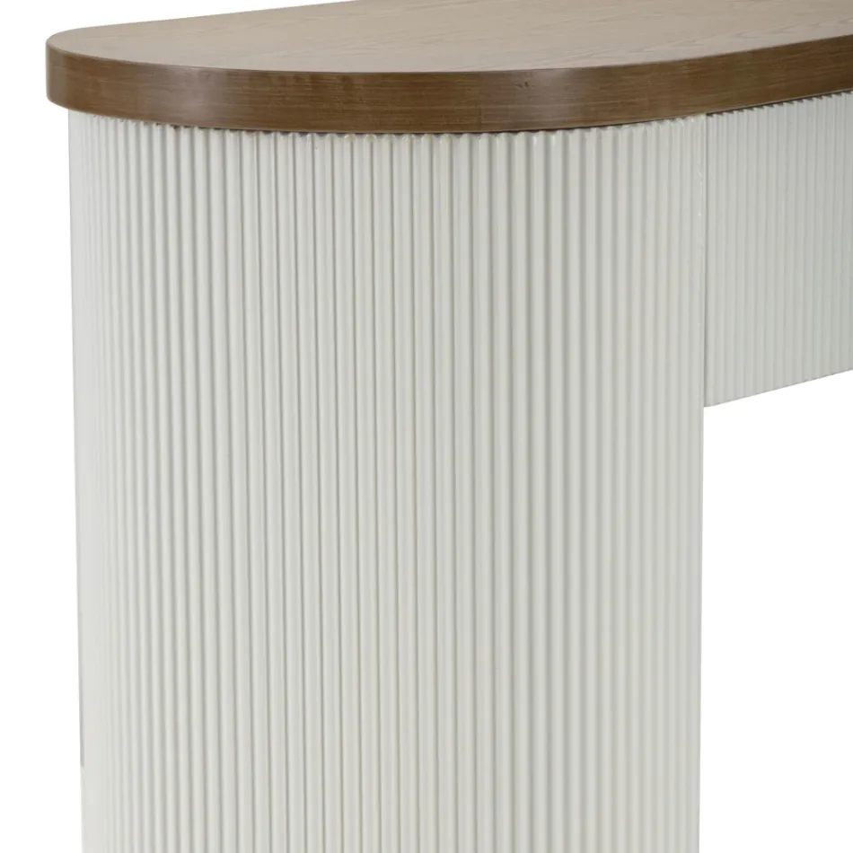 Wooden Console with Top and Inserts with a Rounded Design and Drawer - Rachel Viadurini