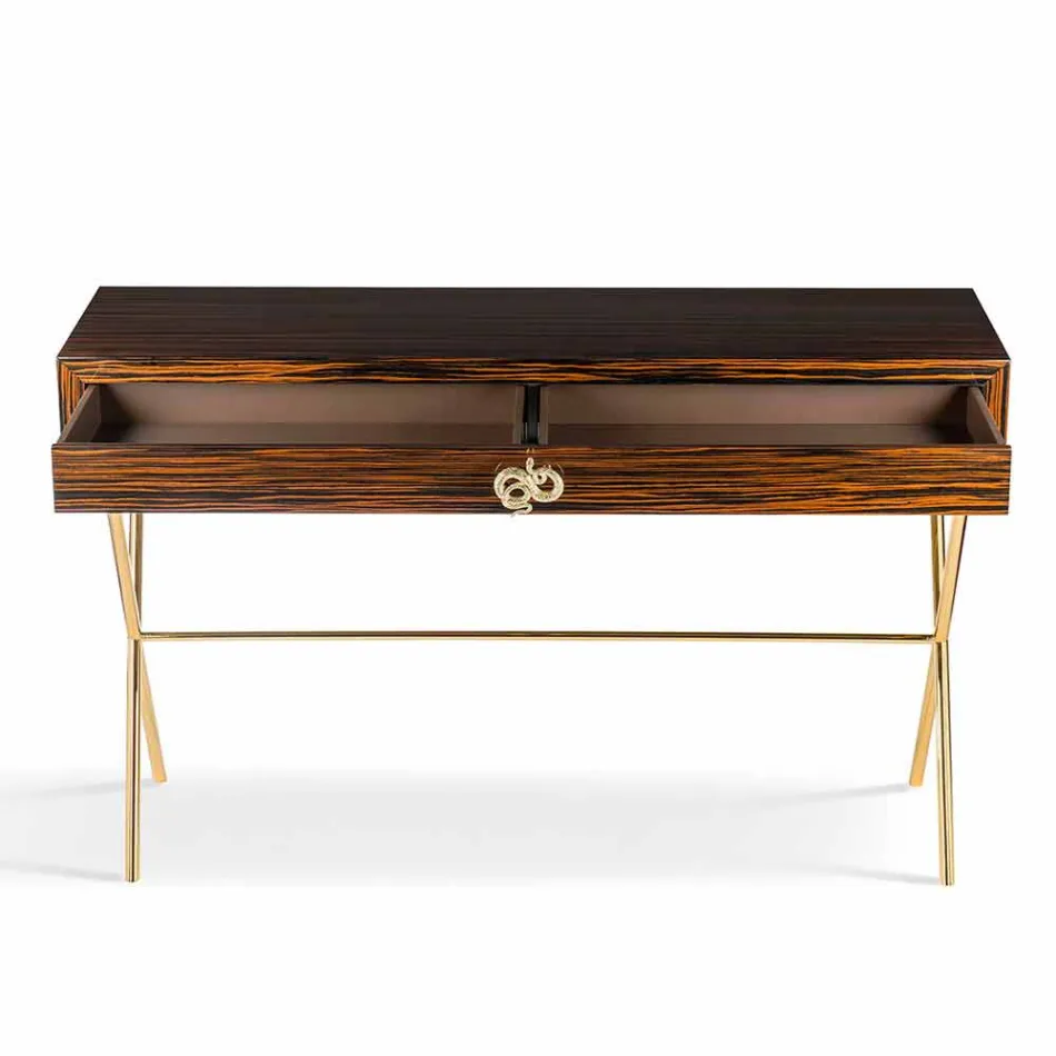 Console in polished ebony wood with sliding drawers Ada 4 Viadurini