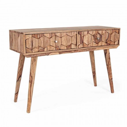 Sheesham Wood Console with Two Drawers Luxury Design Homemotion - Fregene Viadurini