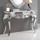 Classic style wooden console table, silver and white Creti finish Viadurini