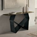Console Table in Metal and Hammered Glass Top with Back-Silver Finish - Concordia