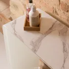 10mm Tempered Curved Glass Console Table with Marble Effect - Agordo Viadurini