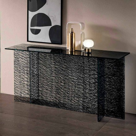 Design Entrance Console Extralight Decorated Glass Made in Italy - Sestola Viadurini