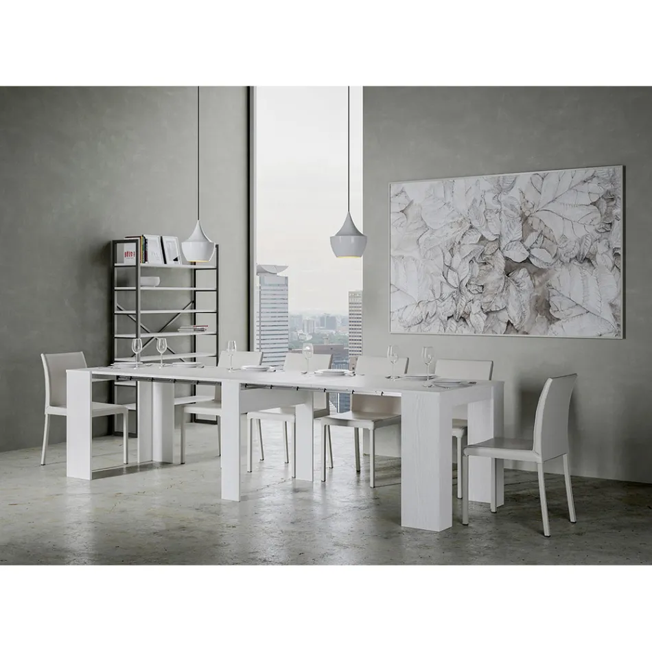 Modern Extendable Console 296 cm in Melamine Wood Made in Italy - Ariella Viadurini