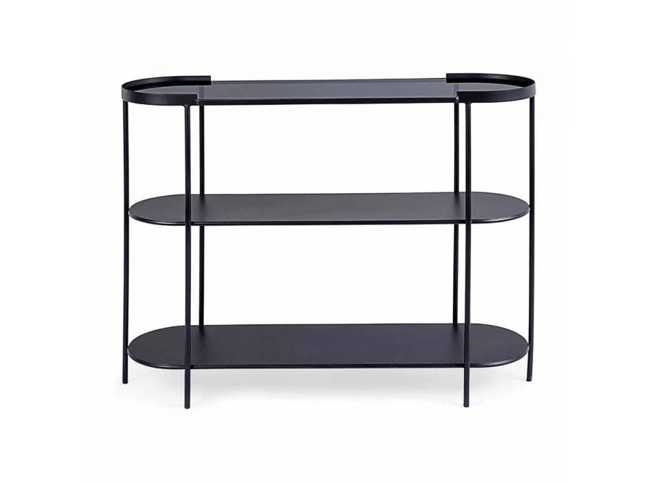 Modern Consolle in Steel and Glass with 3 Oval Shelves with Edge - Severino Viadurini