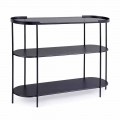 Modern Consolle in Steel and Glass with 3 Oval Shelves with Edge - Severino