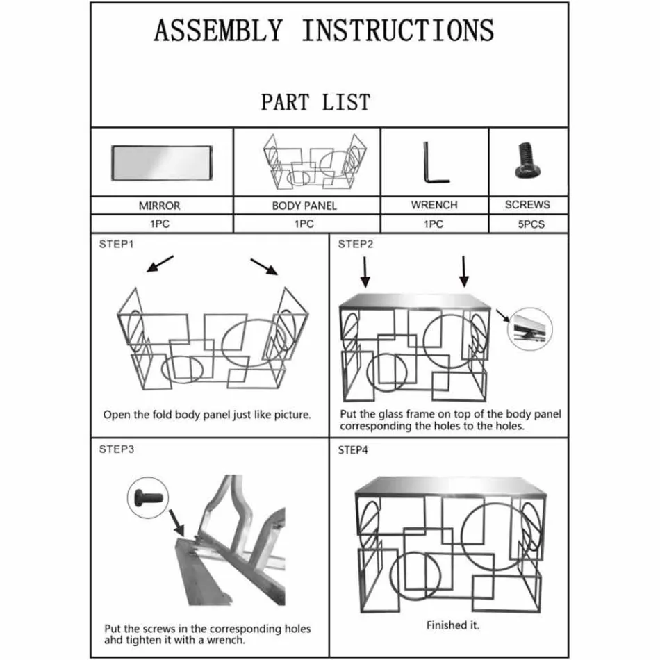 Modern Design Rectangular Console in Iron and Mirror - Billie Viadurini