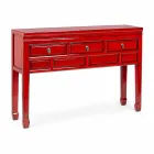 Red Console in Elm Wood with 3 Drawers Design Homemotion - Sonten Viadurini