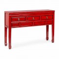 Red Console in Elm Wood with 3 Drawers Vintage Design Homemotion - Sonten