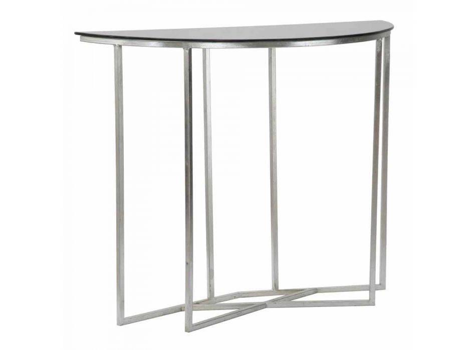Modern Style Semi-Circle Living Room Console in Iron and Glass - Augusta Viadurini