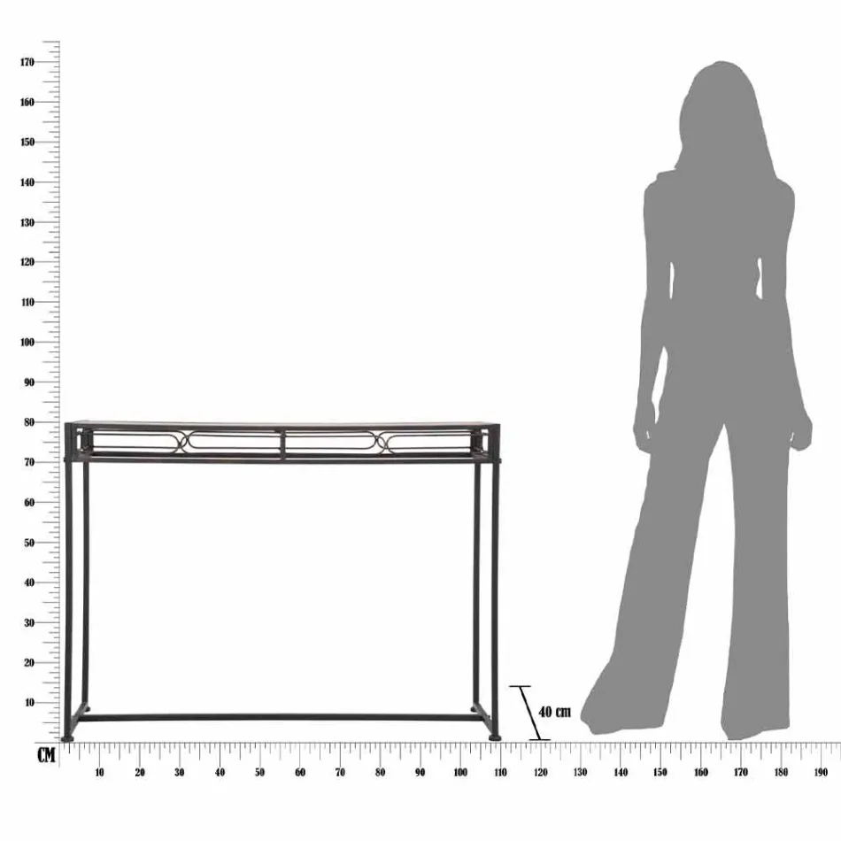 Modern Style Rectangular Living Room Console in Iron and MDF - Wendell Viadurini