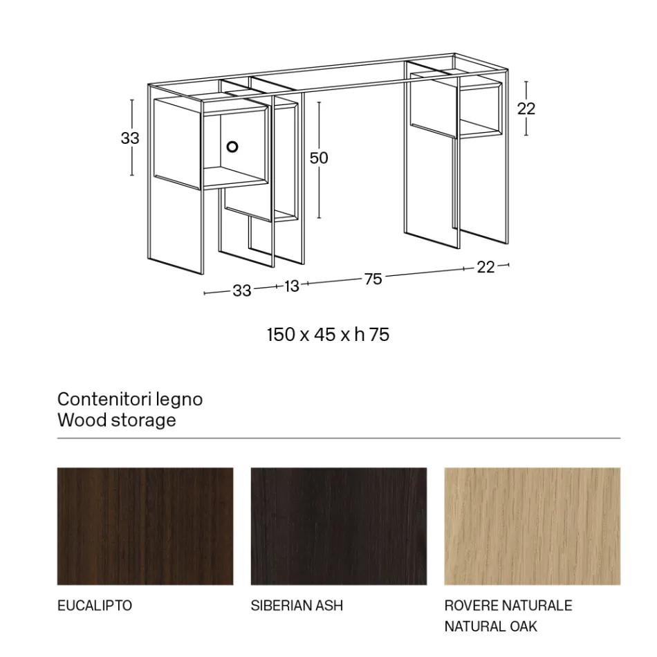 Console Desk in Extra-clear Glass and Wood Made in Italy - Damiano Viadurini