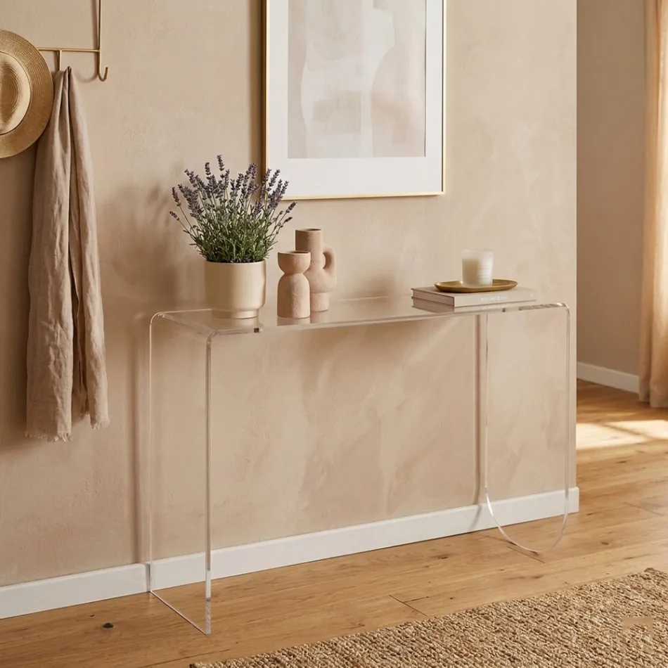 Alarico Transparent Plexiglass Console Table with a Modern Design Made in Italy Viadurini