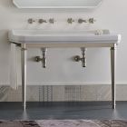 Bathroom Console Vintage L 135 cm with Double Bowl in Ceramic Made in Italy - Nausica Viadurini