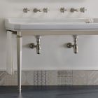Bathroom Console Vintage L 135 cm with Double Bowl in Ceramic Made in Italy - Nausica Viadurini