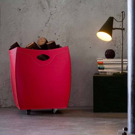 Botte design leather firewood container, made in Italy Viadurini