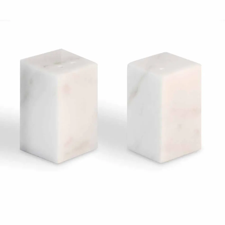 Salt and Pepper Containers in White Carrara Marble Made in Italy - Julio Viadurini
