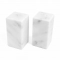 Salt and Pepper Containers in White Carrara Marble Made in Italy - Julio