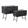Pair of Industrial Style Sideboards for Living Room Vintage Design in Iron - Cuna