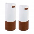 Pair of Modern Umbrella Stand in Steel and Leatherette Homemotion - Umbro
