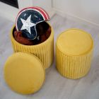 Pair of Living Room Poufs with Colored Velvet Container - Tokyo Viadurini