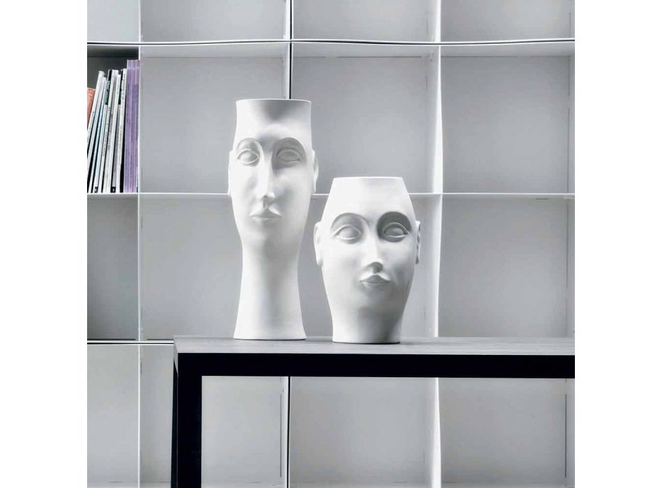 Pair of Face-Shaped Ceramic Ornaments, Made in Italy - Visage Viadurini