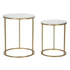 Pair of Round Golden Coffee Tables in Resin and Iron - Camilla Viadurini