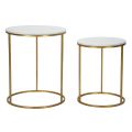 Pair of Round Golden Coffee Tables in Resin and Iron - Camilla
