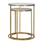 Pair of Round Coffee Tables in Resin and Golden Iron - Camilla Viadurini