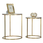 Pair of Round Coffee Tables in Resin and Golden Iron - Camilla Viadurini