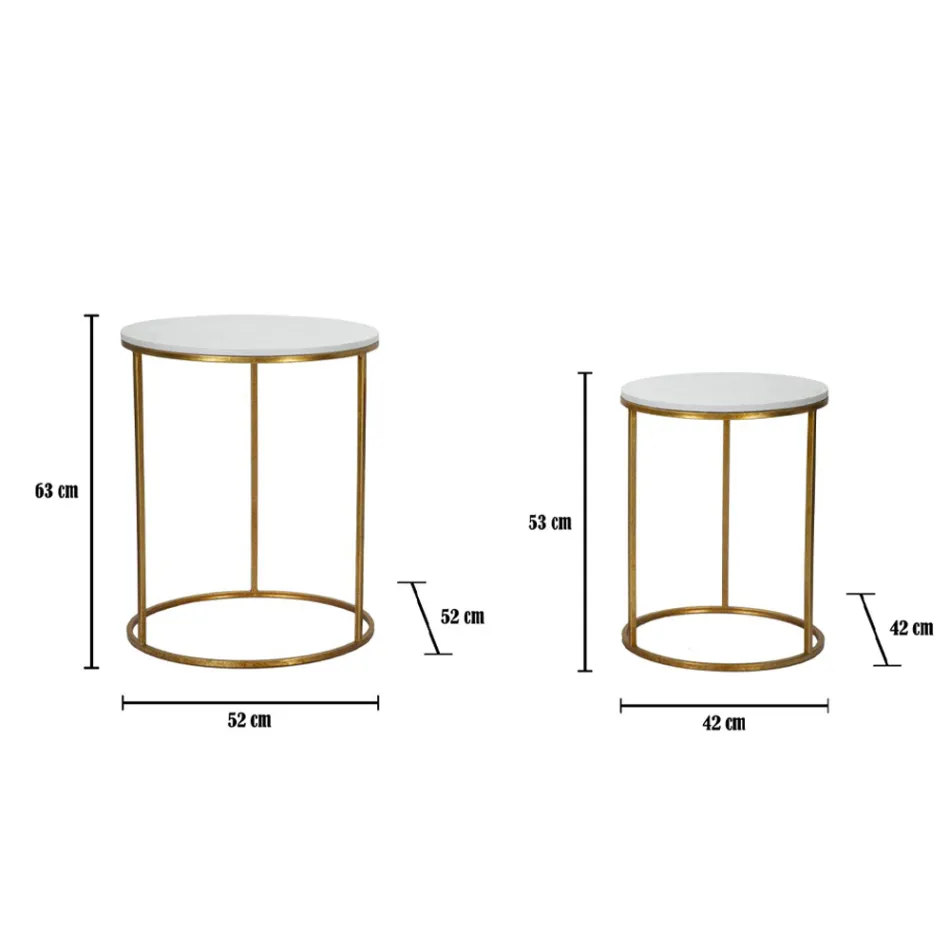 Pair of Round Coffee Tables in Resin and Golden Iron - Camilla Viadurini