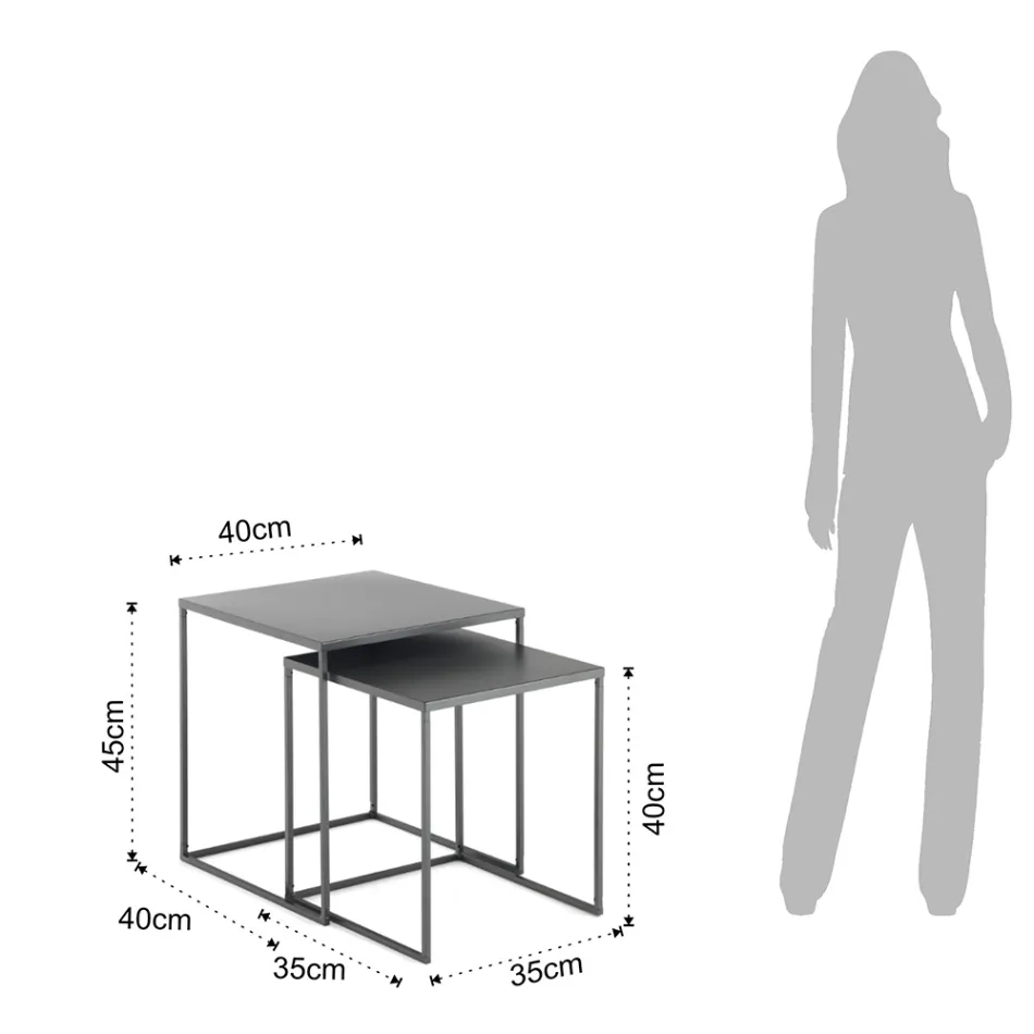 Pair of Coffee Tables in Anthracite Painted Steel - Sospiro Viadurini