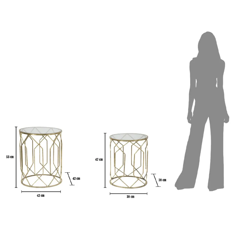 Pair of Iron Coffee Tables with Round Glass Top - Etro Viadurini