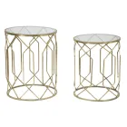Pair of Iron Coffee Tables with Round Glass Top - Etro Viadurini