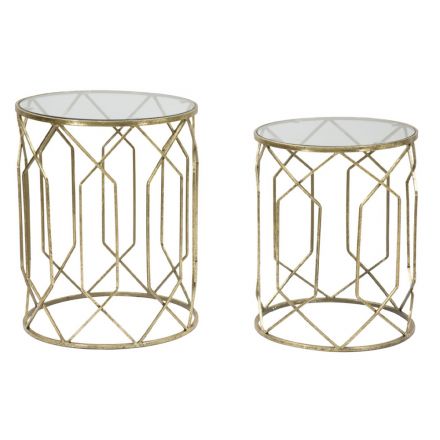 Pair of Iron Coffee Tables with Round Glass Top - Etro Viadurini