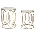 Pair of Gold Iron Coffee Tables with Round Glass Top - Etro